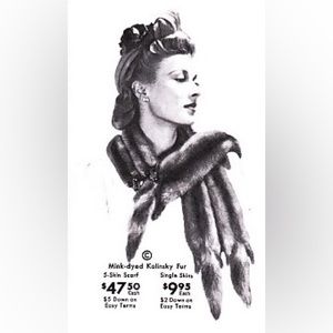 Vtg Four-Sable Full-Pelt Fur Stole with Jaw Clip and Snap Closure